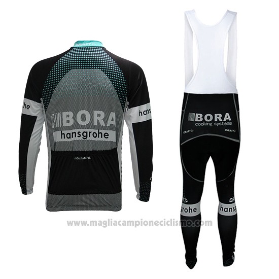 2017 Abbigliamento Ciclismo Bora Nero Manica Lunga e Salopette